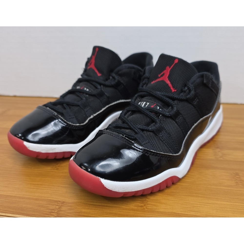 Retro Air Jordan 11 Breds Low Top Black/White/Red Kids 1.5Y FV5116-006